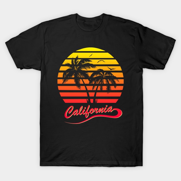 California 80s Sunset T-Shirt by Nerd_art